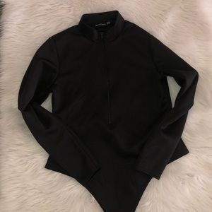 Pretty Little Thing Black Bonded Scuba Bodysuit, Sz12